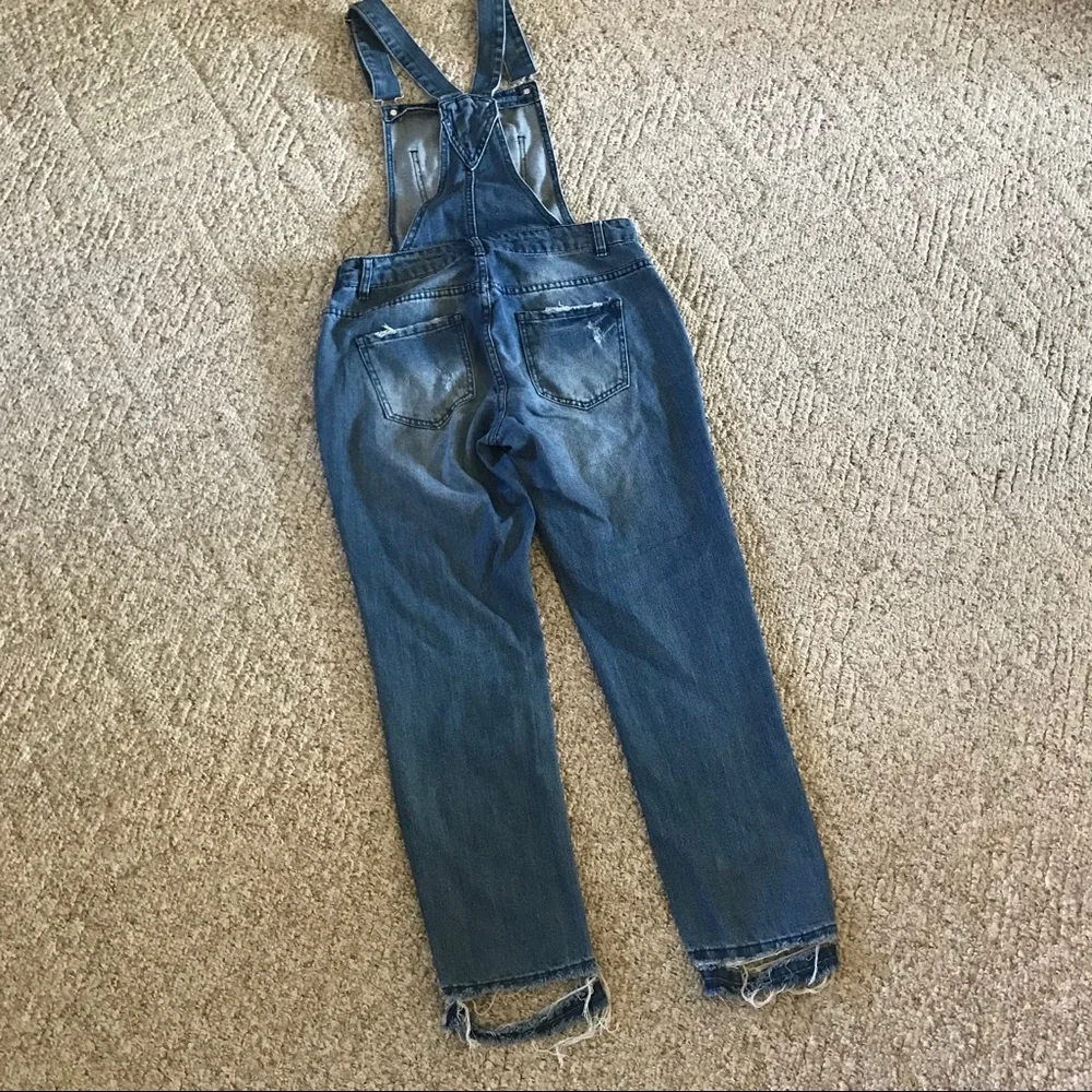 Distressed Denim Overalls SZ Small - Picture 10 of 11
